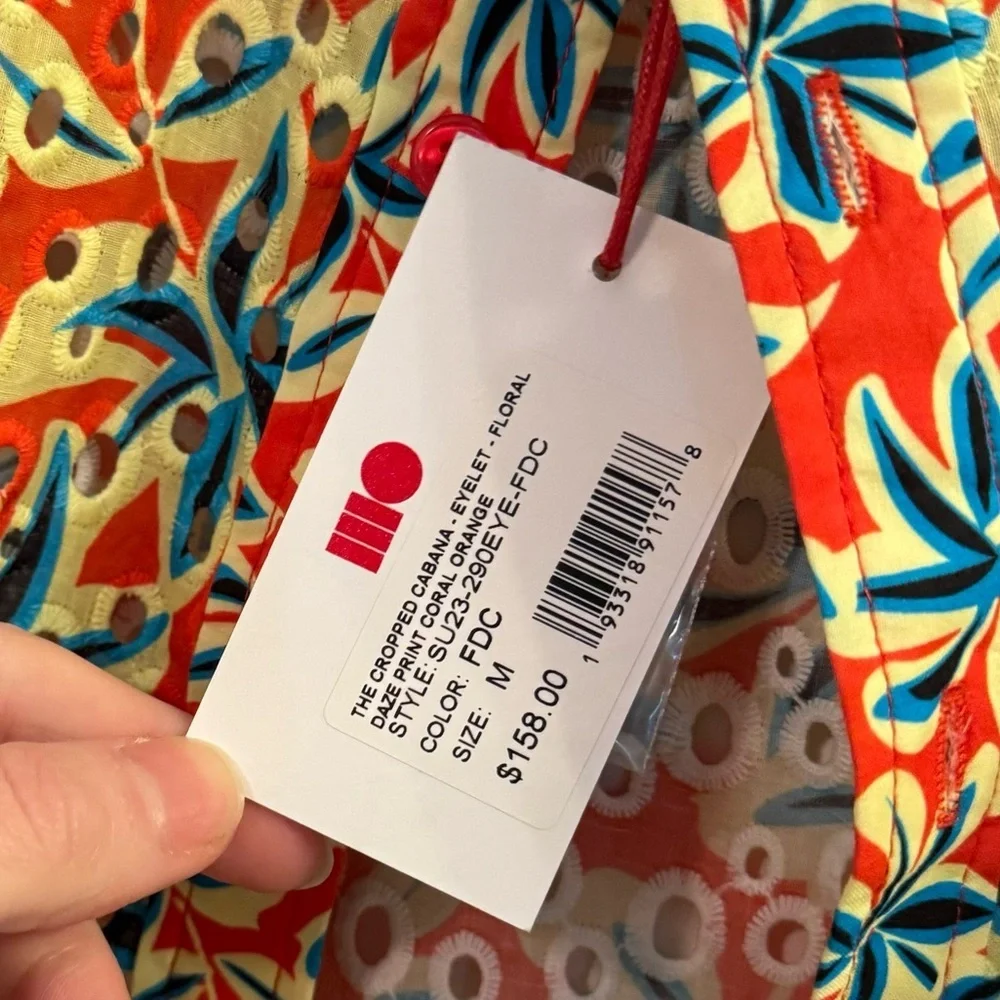 Solid & Striped The Cropped Cabana Eyelet Floral DAZE Print Coral Orange NWT MED - Picture 6 of 11